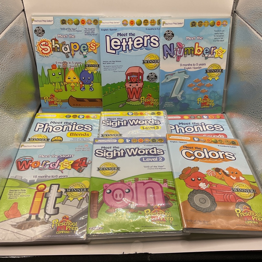 Preschool Prep Series Collection 9 education DVDs Numbers Letters Phonics Shapes